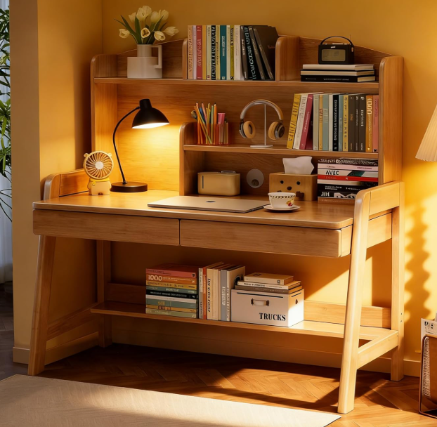 Wooden Children's Desk And Chair Set With Dual-Drawer Design